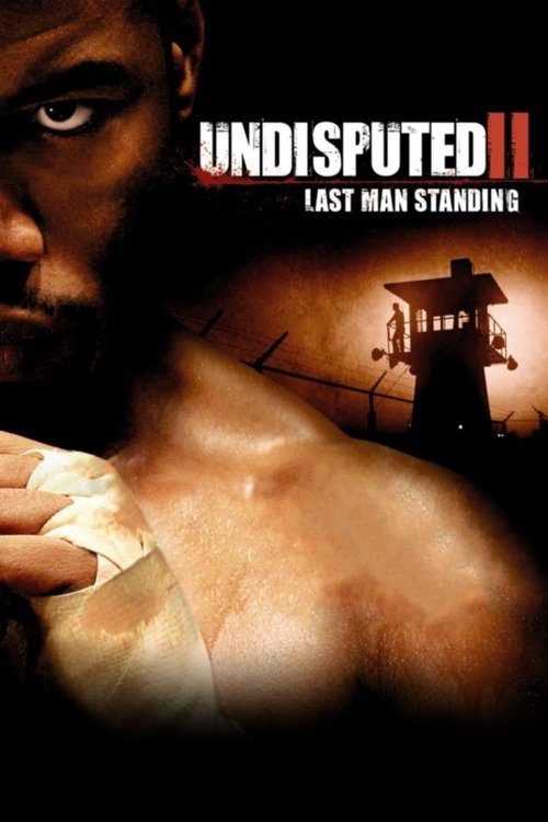 The poster features a muscular man with intense eyes and a bandaged hand, exuding strength and resilience. The warm, golden lighting creates a dramatic atmosphere, while the silhouette of a figure in the background adds depth and mystery. The title "Undisputed II: Last Man Standing" is prominentl...