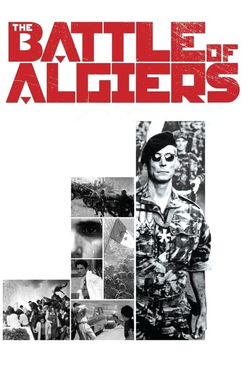 The poster features bold red text against a stark white background, evoking a sense of urgency and drama. A central figure in a military uniform stands prominently, surrounded by smaller images that hint at the film's historical and political themes. The muted tones and fragmented visuals create ...