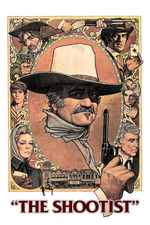 This movie poster features a central cowboy character in a wide-brimmed hat, surrounded by smaller portraits of other characters. The warm, sepia-toned palette evokes a gritty, historical atmosphere, while the bold title text at the bottom reinforces the film's title.