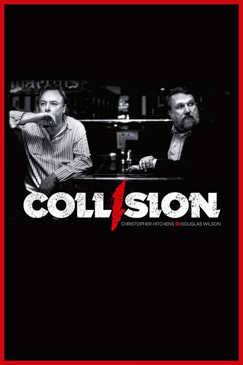 This movie poster features two men in a dimly lit, gritty setting, exuding tension and drama. The stark black background contrasts with their serious expressions and the bold, red "COLLISION" text, creating a visually striking and intense atmosphere.