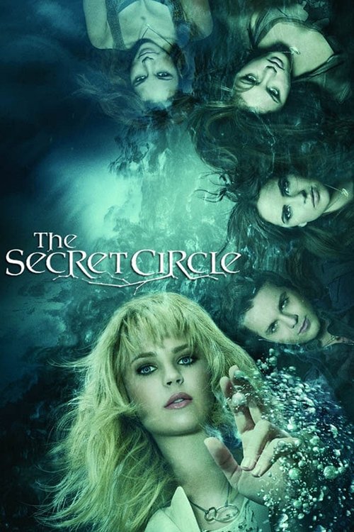 The poster features a hauntingly beautiful underwater scene with multiple characters submerged in dark, swirling blue and green hues. The central figure with blonde hair exudes mystery and intrigue, while others around her appear contemplative or distressed. The title "The Secret Circle" is elega...