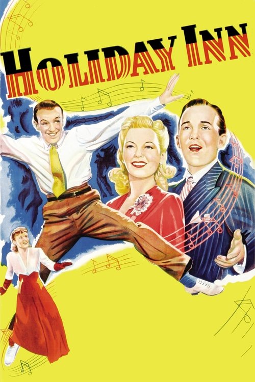 This vibrant poster features a lively scene with three characters dancing energetically against a bright yellow background. The warm colors and dynamic poses evoke a festive, joyful mood, capturing the essence of holiday cheer.