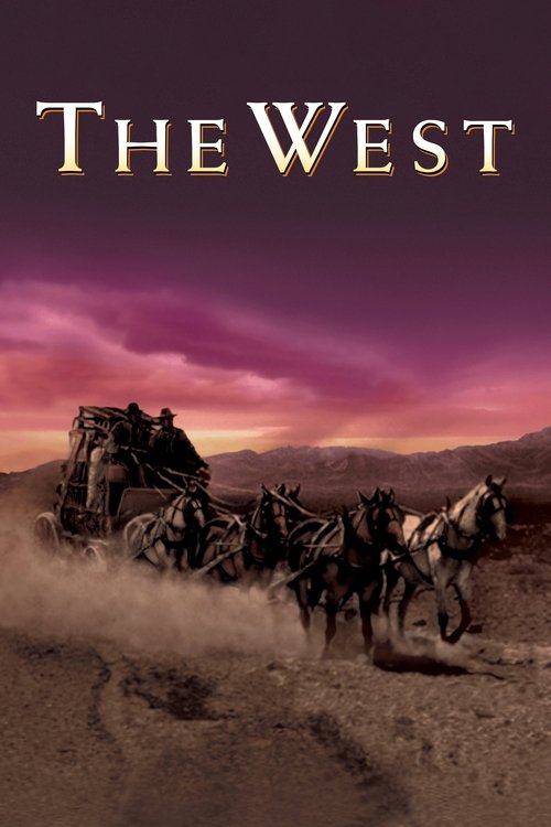 The West poster captures a dramatic desert scene with horses pulling a cart, evoking a sense of adventure and nostalgia. The warm, golden hues of the sunset blend with the rugged landscape, while the title "The West" stands out prominently against the sky.