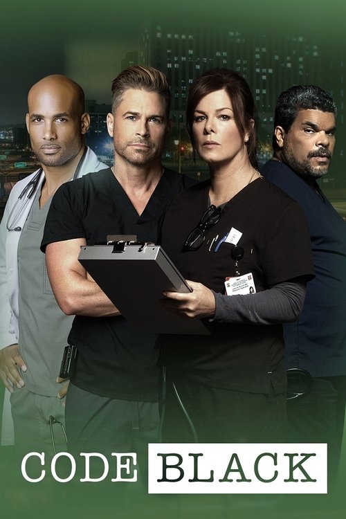 The poster features four characters in tactical gear against a dark, moody background. The central figure holds a clipboard, suggesting a professional role. The muted green and black tones create a serious, intense atmosphere, hinting at the show's gritty and suspenseful tone.