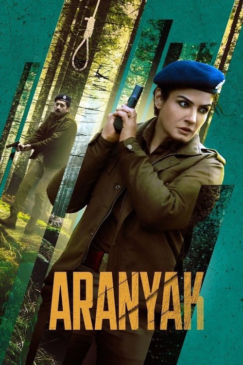 The poster features a determined woman in a beret holding a rifle, set against a forest backdrop. A man in the background appears to be running or fleeing. The warm colors and dynamic composition convey a sense of action and adventure.