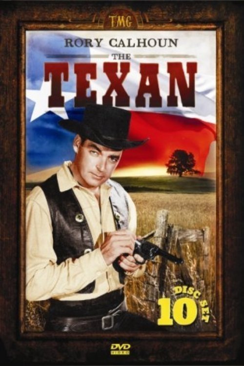 The poster features a man in a cowboy hat and vest holding a revolver, set against a dramatic backdrop of a sunset over a desert landscape. The warm colors of orange and red evoke a sense of adventure and danger, while the rugged textures of the cowboy attire and the dusty environment enhance the...
