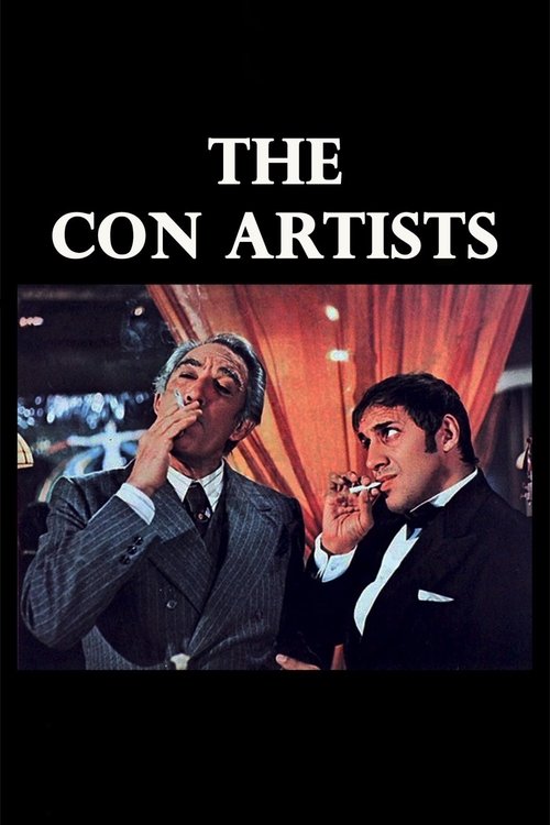 The poster features two men in suits, one with a cigarette in his mouth and the other with a cigar, against a backdrop of warm red curtains. The dark, moody lighting and dramatic expressions convey a sense of intrigue and sophistication.