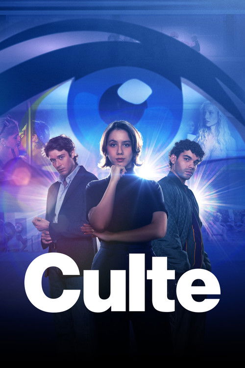 The poster features three characters in a dramatic pose against a mystical, ethereal background. The deep blue and purple hues evoke a sense of mystery and intrigue, while the bold white text "Culte" anchors the composition. This visually evocative design suggests a supernatural or fantasy-themed...