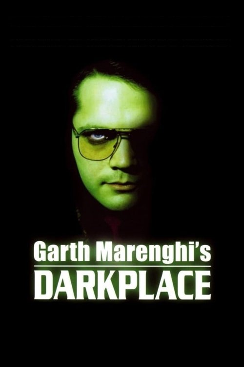 The poster features a shadowy figure with green-tinted skin and glasses, exuding mystery and menace. The dark background and ominous title "DARKPLACE" create an eerie atmosphere, suggesting a thriller or horror genre.