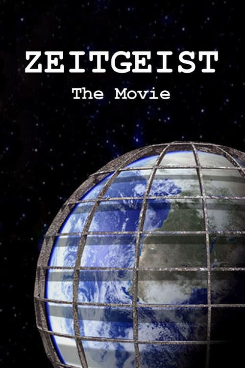 The poster features a globe with a metal grid, set against a starry black background. The title "Zeitgeist" is prominently displayed in bold white letters. The mood is mysterious and timeless, evoking a sense of exploration and historical significance.
