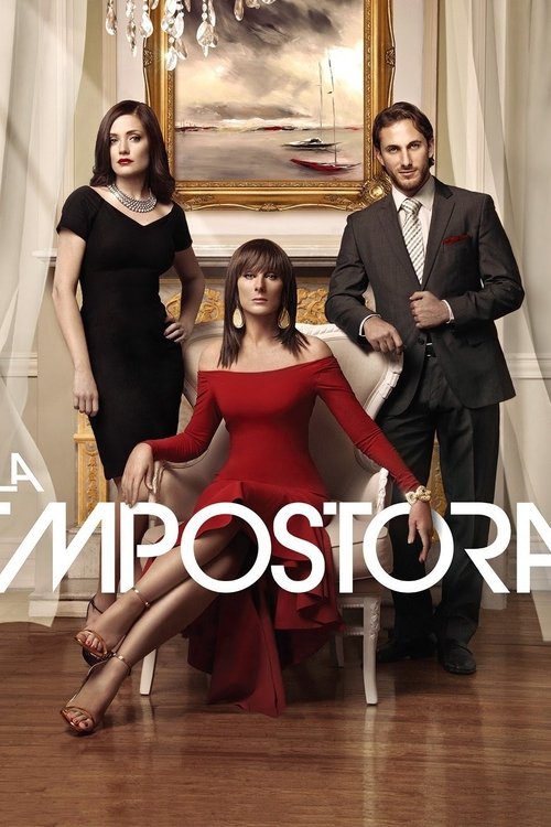 The poster features three elegantly dressed individuals in a sophisticated setting. A woman in a red dress sits prominently, while two others stand beside her. The warm lighting and formal attire create an air of mystery and intrigue, hinting at the drama and intrigue of the show.