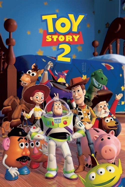 The poster features Woody, Buzz Lightyear, and Jessie, all in vibrant colors against a white background. The playful and cheerful mood suggests a fun adventure for children.