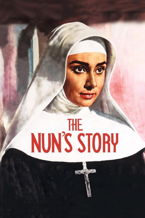 The nun's story poster features a woman in a white veil and black robe, exuding solemnity. The title "The Nun's Story" is prominently displayed in bold red letters. The muted background suggests a historical or dramatic setting, evoking a sense of mystery and emotional depth.
