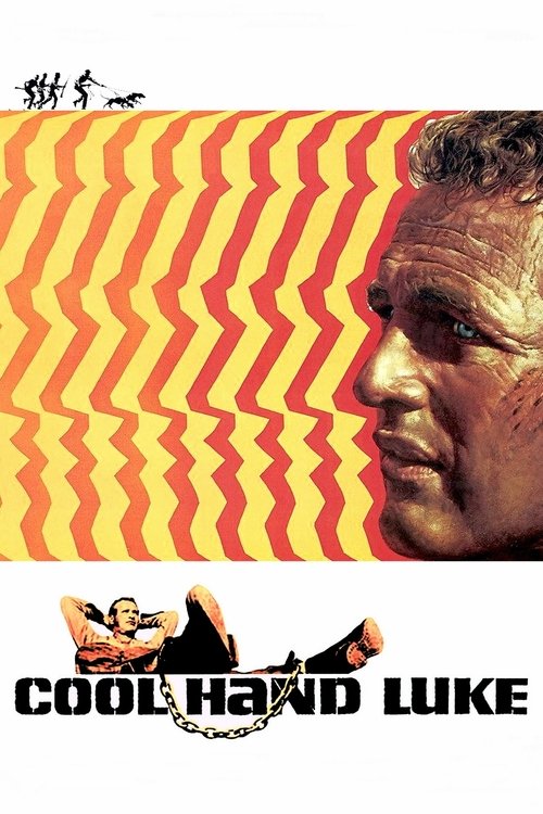 The poster features a gritty, intense portrait of Luke Skywalker against a vibrant yellow and orange striped background. The bold, bold text "COOL HAND LUKE" anchors the composition, conveying a sense of action and determination.