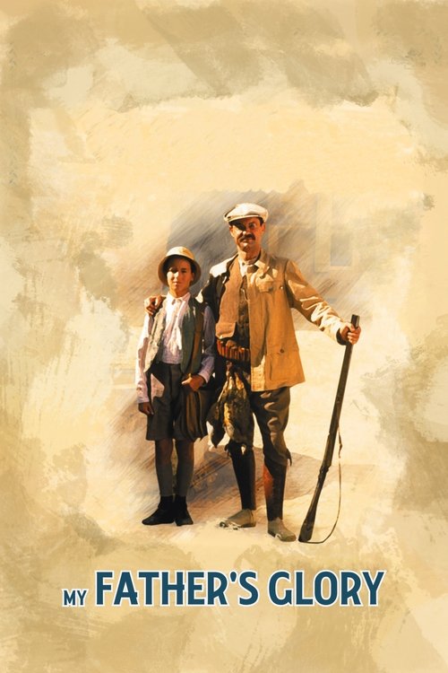 The poster features two men in a warm, sepia-toned scene, evoking a nostalgic and hopeful atmosphere. The man on the right holds a cane, suggesting a journey or adventure, while the man on the left appears more contemplative. The muted colors and soft lighting create a sense of timelessness, refl...
