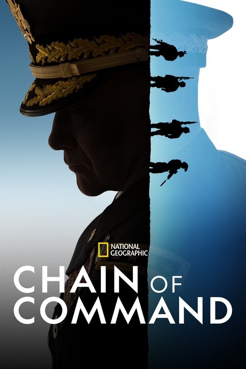 The poster features a soldier in profile against a split background of dark and blue hues. The National Geographic logo is visible, suggesting an educational or documentary theme. The mood is serious and authoritative, reflecting the show's focus on military leadership and strategic planning.