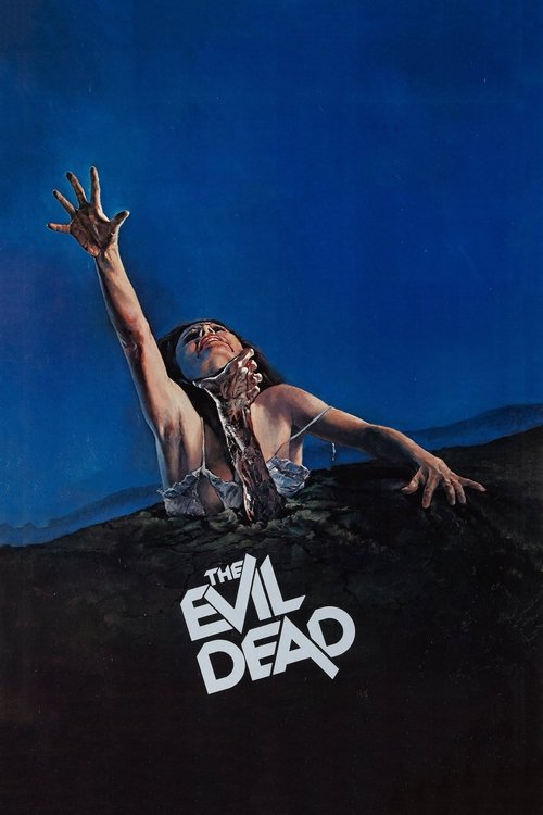 The poster features a woman in a white tank top and mask, her arms outstretched as she appears to be floating above a dark, ominous landscape. The deep blue background contrasts sharply with the stark white text of the title, creating a chilling and mysterious atmosphere.