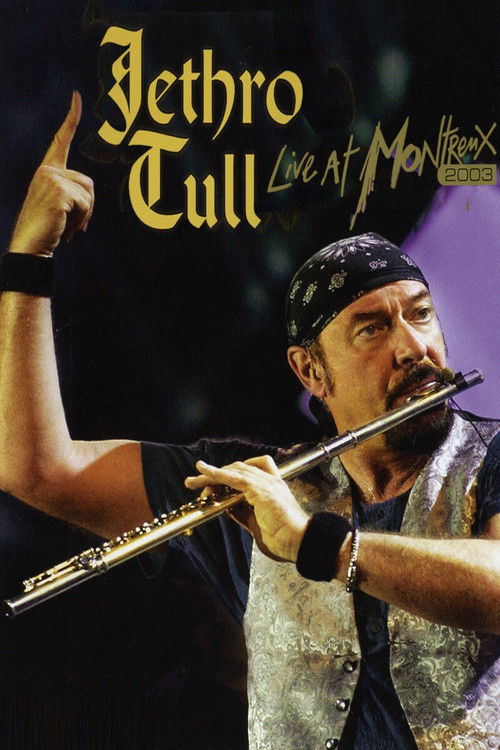 The poster features Jethro Tull performing with a bandana and flute, set against a dark background with purple lighting. The title is written in bold yellow letters, and the image conveys a passionate, energetic mood typical of live music performances.