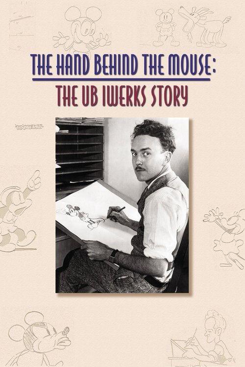 The poster features a black-and-white photograph of a young man in a suit, holding a paintbrush and sketching on a canvas. The background includes faint outlines of cartoon characters, suggesting a playful yet mysterious narrative. The muted tones and vintage style evoke a sense of nostalgia and ...
