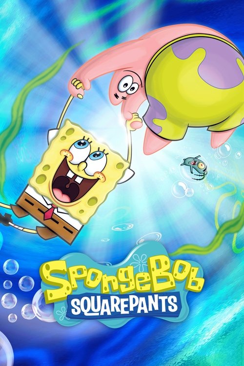 This vibrant poster captures SpongeBob's joyful underwater adventure with his cheerful expression and bright colors. The playful design and dynamic pose convey a lively, fun atmosphere that invites viewers to imagine the fun-filled world of SpongeBob SquarePants.