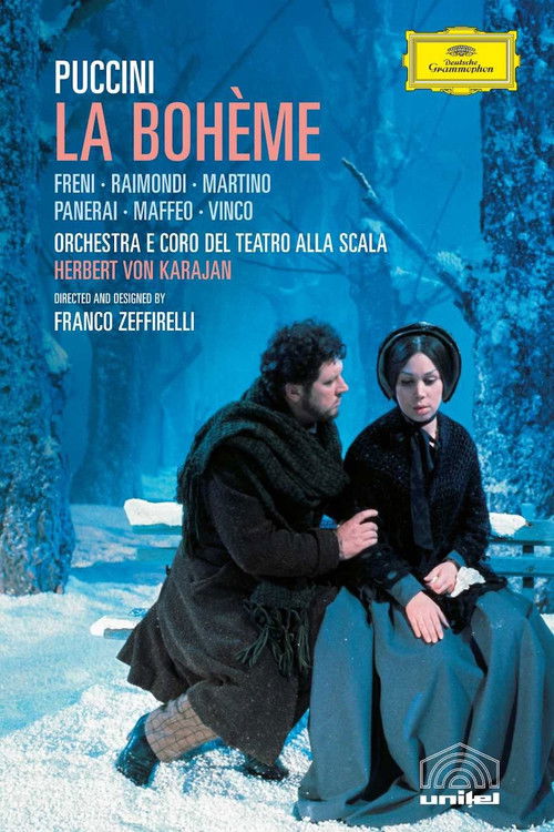 This movie poster features a dramatic scene with two characters in a snowy, wintry setting. The cool blue tones evoke a sense of melancholy and romance, while the warm embrace between the figures adds emotional depth. The poster captures the essence of the film's romantic and dramatic narrative.