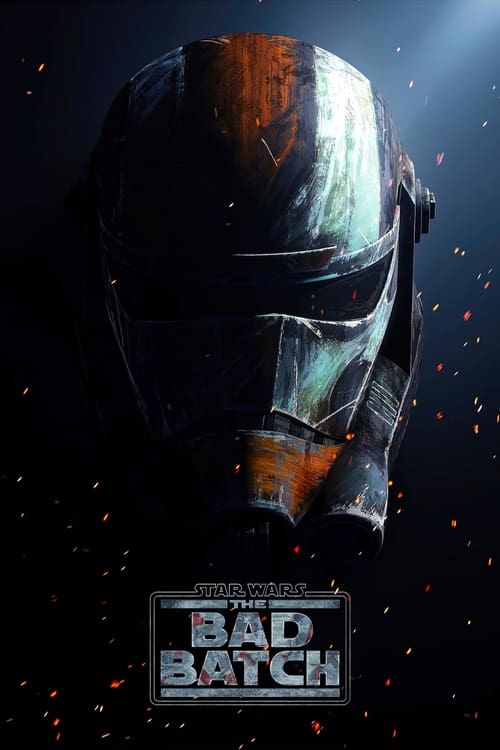 The poster features a menacing, weathered helmet against a dark, starry backdrop. The colors are muted and dramatic, with hints of orange and blue that suggest a mysterious, otherworldly atmosphere. The mood is ominous and foreboding, hinting at the dark and dangerous world the characters will face.