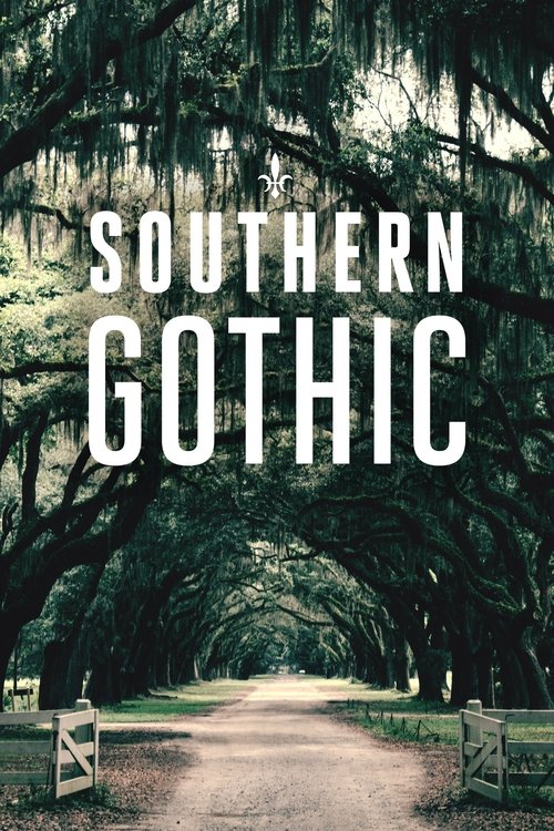 The poster features a misty, green forest scene with a winding dirt path leading toward the viewer. The title "SOUTHERN GOTHIC" is prominently displayed in bold white letters, evoking a mysterious and eerie atmosphere.