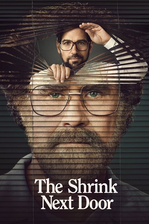 The poster features a man with glasses and a beard, his face partially obscured by horizontal lines that resemble a window or screen. Behind him, another man with glasses and a beard looks over his shoulder, shielding his eyes with his hand. The color palette is dark with muted tones, creating a ...