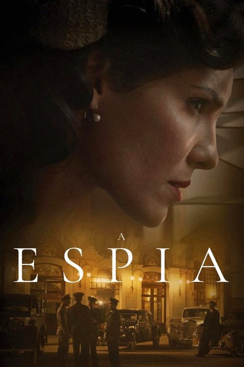 The spy poster features a woman in period attire against a warm, golden backdrop. The title "The Spy" is elegantly displayed in white serif font. The scene evokes a mysterious, atmospheric mood with figures in vintage clothing, suggesting a classic espionage drama.