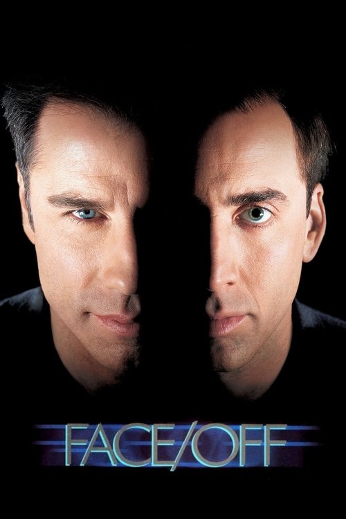 The poster features two intense, close-up portraits of actors against a stark black background. The cool blue and white neon text at the bottom evokes a sense of high-stakes drama. The mood is tense and dramatic, capturing the essence of competition and rivalry.