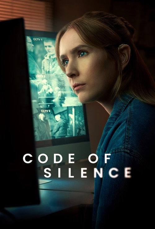 The poster features a woman with a contemplative expression, her gaze fixed on a glowing computer screen displaying what appears to be a historical scene. The cool blue tones of her clothing contrast with the warm, dim lighting of the room, creating an atmosphere of mystery and tension. The title...