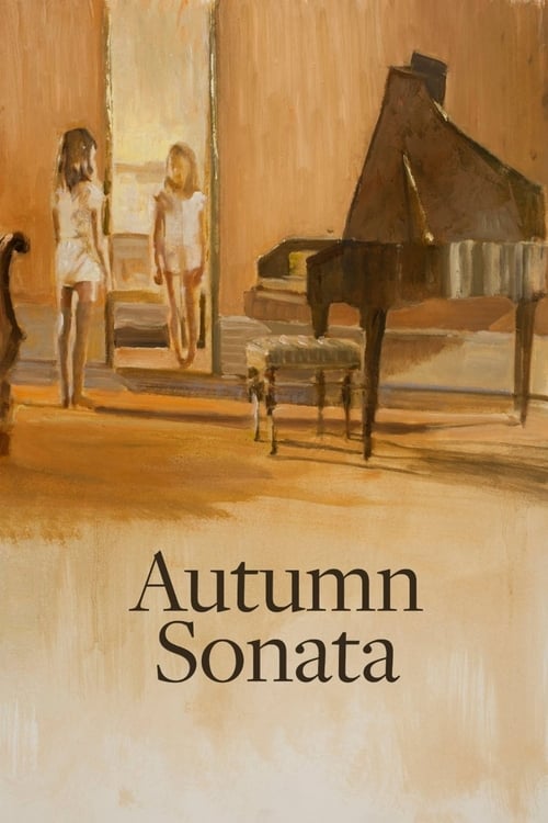 The poster features a warm, golden autumn scene with two young girls in white dresses playing the piano, evoking a nostalgic and serene mood. The rich golden tones and soft lighting create a cozy atmosphere, perfectly capturing the essence of a classic autumnal musical experience.