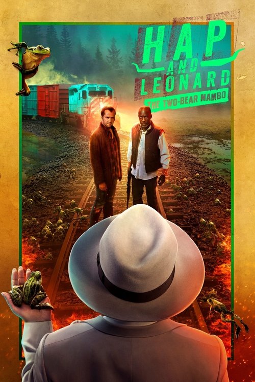The poster features two men standing in a dusty, sunlit landscape, evoking a rugged, adventurous mood. A cowboy hat dominates the foreground, symbolizing the show's Western theme. The vibrant green and golden hues suggest a warm, inviting atmosphere, while the sepia-toned background adds depth an...