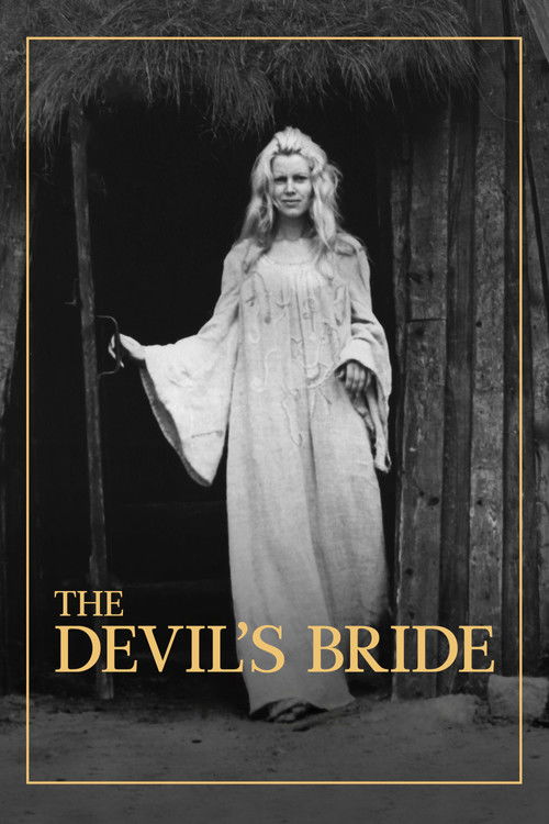 The poster features a ghostly figure in a long white gown standing in front of a rustic wooden door, evoking a spooky yet mysterious atmosphere. The title "The Devil's Bride" is prominently displayed in bold, golden letters, suggesting a supernatural romance with eerie undertones.