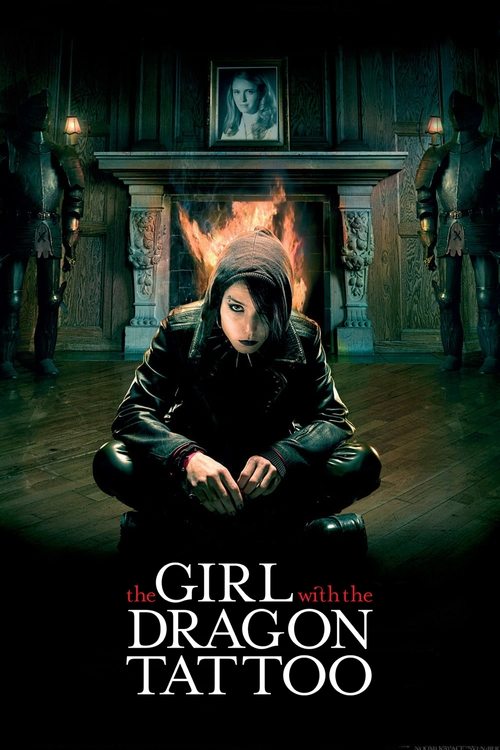 The poster features a mysterious figure in dark clothing kneeling before a glowing fireplace, surrounded by eerie figures in the background. The dark, moody atmosphere with muted tones and shadowy figures creates a suspenseful and mysterious mood.