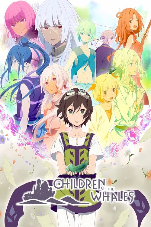 This anime poster features a vibrant group of colorful characters in a dynamic composition, with a central figure in a green outfit standing out against a backdrop of soft pastel hues. The mood is playful and energetic, capturing the essence of the show's lively and adventurous tone.