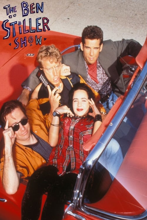 The poster features four characters in a vibrant red car, exuding a playful and energetic mood. Ben Stiller's character stands confidently while the others engage in lively poses, capturing the show's fun and dynamic atmosphere.