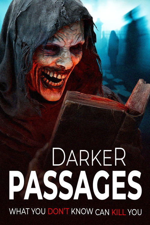 The poster features a menacing zombie with glowing eyes and a sinister grin, holding a book that appears to be a portal. The dark, ominous colors and eerie atmosphere create a spooky mood, hinting at the supernatural horror of the show.