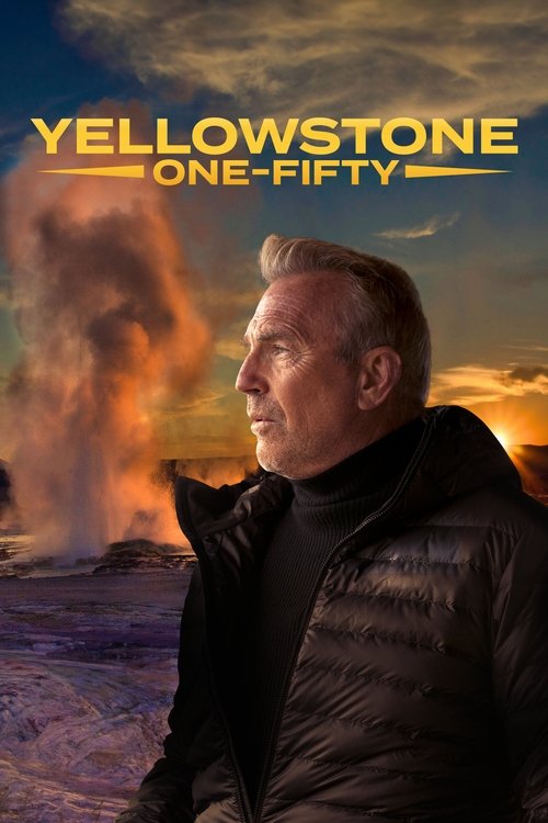 The poster features a rugged man in a dark puffer jacket against a dramatic sunset, with a fiery landscape and smoke in the background. The warm orange and yellow hues evoke a sense of adventure and danger, while the man's serious expression suggests a serious and intense storyline.