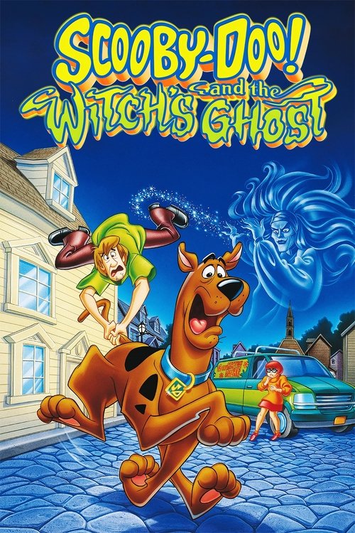This vibrant movie poster features Scooby-Doo and Shaggy running joyfully against a backdrop of a whimsical street scene. The bright blue sky and colorful buildings create a cheerful, magical atmosphere. The playful characters and dynamic pose evoke a sense of adventure and fun, perfectly capturi...