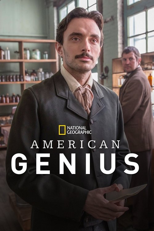 The poster features a man in a dark suit holding a notebook, exuding confidence and intellect. The warm, earthy tones of the background contrast with the cool, muted colors of his attire. The National Geographic logo and title suggest a blend of historical drama and educational storytelling.