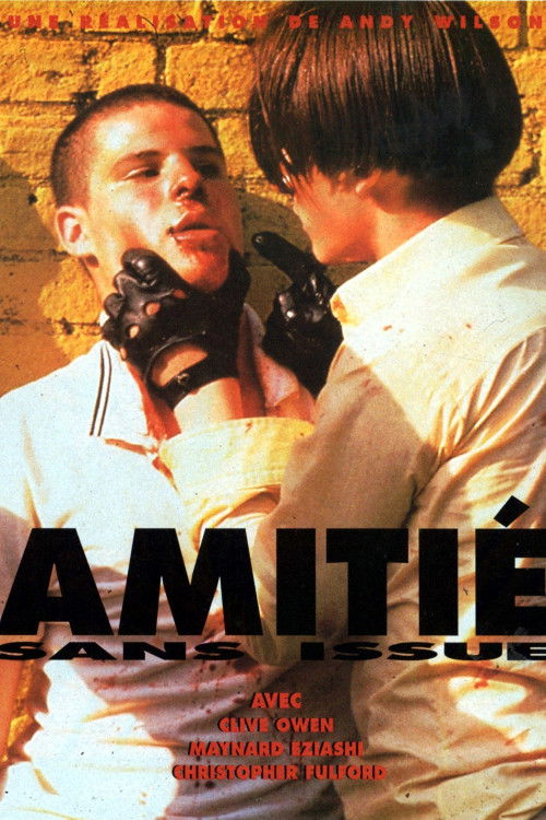 The poster features a gritty, sun-drenched scene with two men in white shirts, one holding a gun to the other's head. The warm, yellow tones evoke a tense, noir atmosphere, while the bold, red and black text emphasizes the film's action-packed nature.