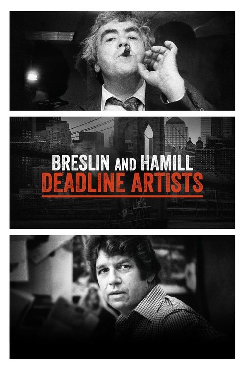 This black-and-white poster features two iconic actors, Brolin and Hamill, in dramatic poses against dark, moody backgrounds. The bold red title contrasts sharply with the muted tones, evoking a sense of urgency and artistic intensity. The overall mood is cinematic and evocative, capturing the es...