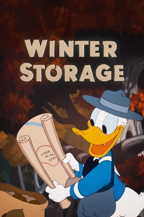 This movie poster features Donald Duck holding a stack of rolled-up documents against a dark, autumnal background. The warm tones of orange and brown evoke a cozy, nostalgic winter atmosphere, while the classic Disney character adds a playful touch to the scene.