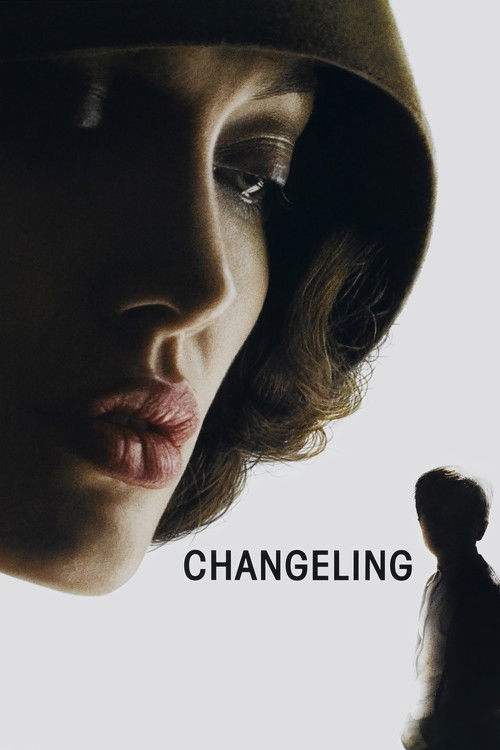 The poster features a haunting close-up of a woman's face, her eyes glistening with tears, framed by a dark hood. The muted, sepia-toned palette evokes a sense of melancholy and mystery. A small, shadowy figure stands in the background, hinting at the film's themes of transformation and hidden se...