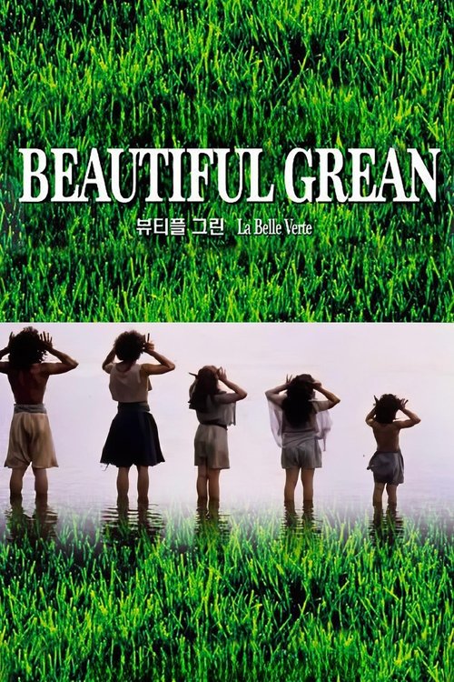 The poster features silhouettes of young girls standing in a serene, misty field, their hands raised in a gesture of wonder or contemplation. The lush green grass in the foreground and background creates a vibrant, natural backdrop that evokes a sense of peace and innocence. The title "La Belle V...
