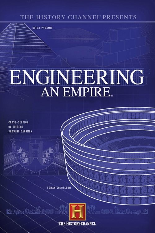 The poster features a futuristic cityscape with intricate architectural lines, evoking a sense of advanced engineering and ambition. Dominant blue tones convey a sense of authority and technological sophistication. The title "Engineering an Empire" is prominently displayed, suggesting a narrative...