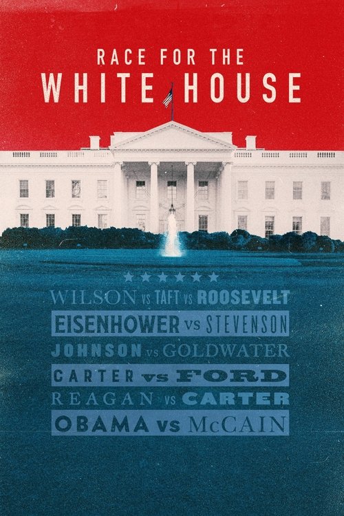 The poster features a stark white building against a vivid red background, symbolizing the political tension. The names of key figures like Obama and McCain are prominently displayed, suggesting a fierce rivalry. The overall design conveys a sense of drama and competition, capturing the essence o...