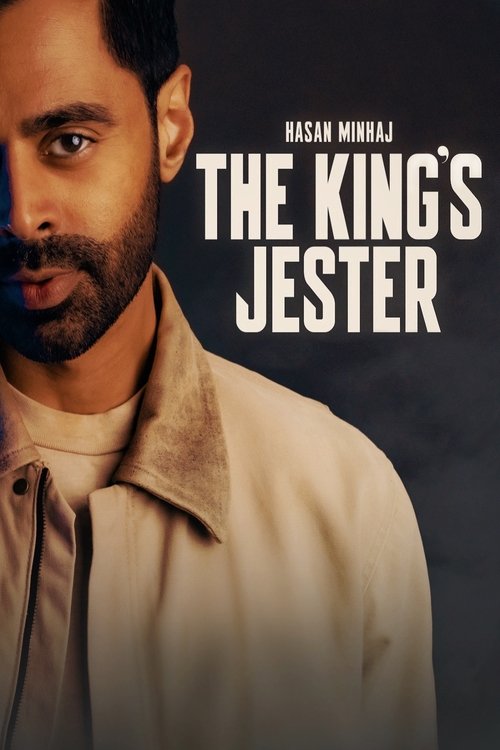 The poster features a close-up of Hasan Minhaj, exuding a mysterious and intense aura. The dark background contrasts with his light-colored jacket, creating a striking visual. The title "The King's Jester" is prominently displayed in bold white letters, emphasizing the film's comedic and dramatic...