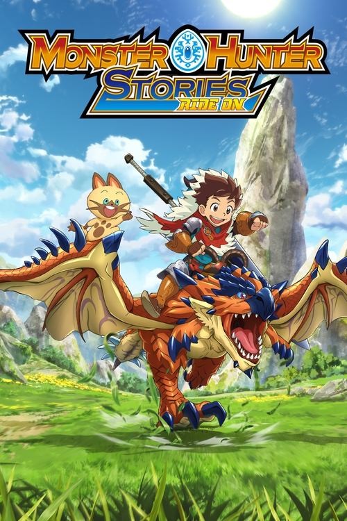 The poster features a young boy riding a vibrant blue dragon, set against a bright, sunny day with lush green grass and towering mountains. The dynamic composition captures the adventurous spirit of the show, with the boy's determined expression and the dragon's powerful presence creating an exci...